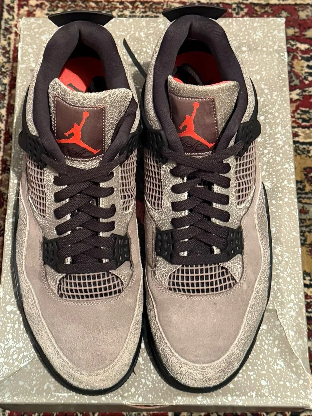 Jordan 4 Retro Taupe Haze with Black and Red Accents